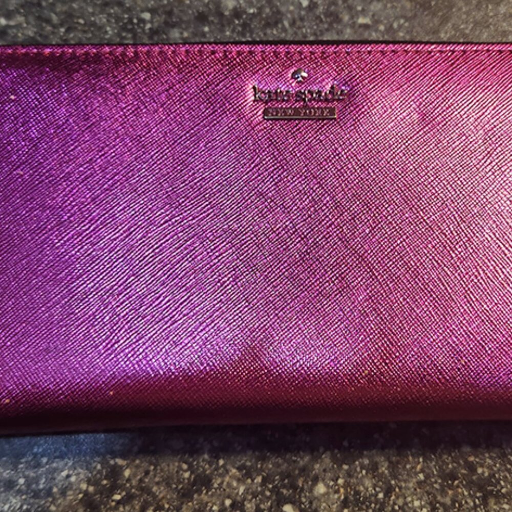Kate Spade Zip Wallet - Metallic Pink - Like New
